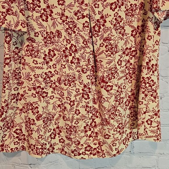 Anyally Cream And Red V Neck Top Size M - Picture 3 of 8